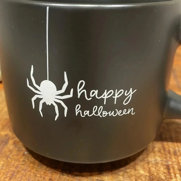 Happy Halloween Black Coffee Cup Mug With Spider Great Condition 8oz - Picture 2 of 8